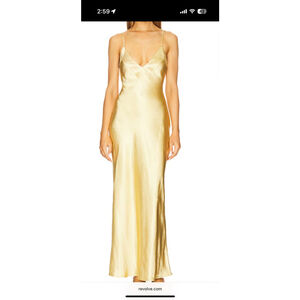 Women's SNDYS. Yellow Satin Maxi Dress S